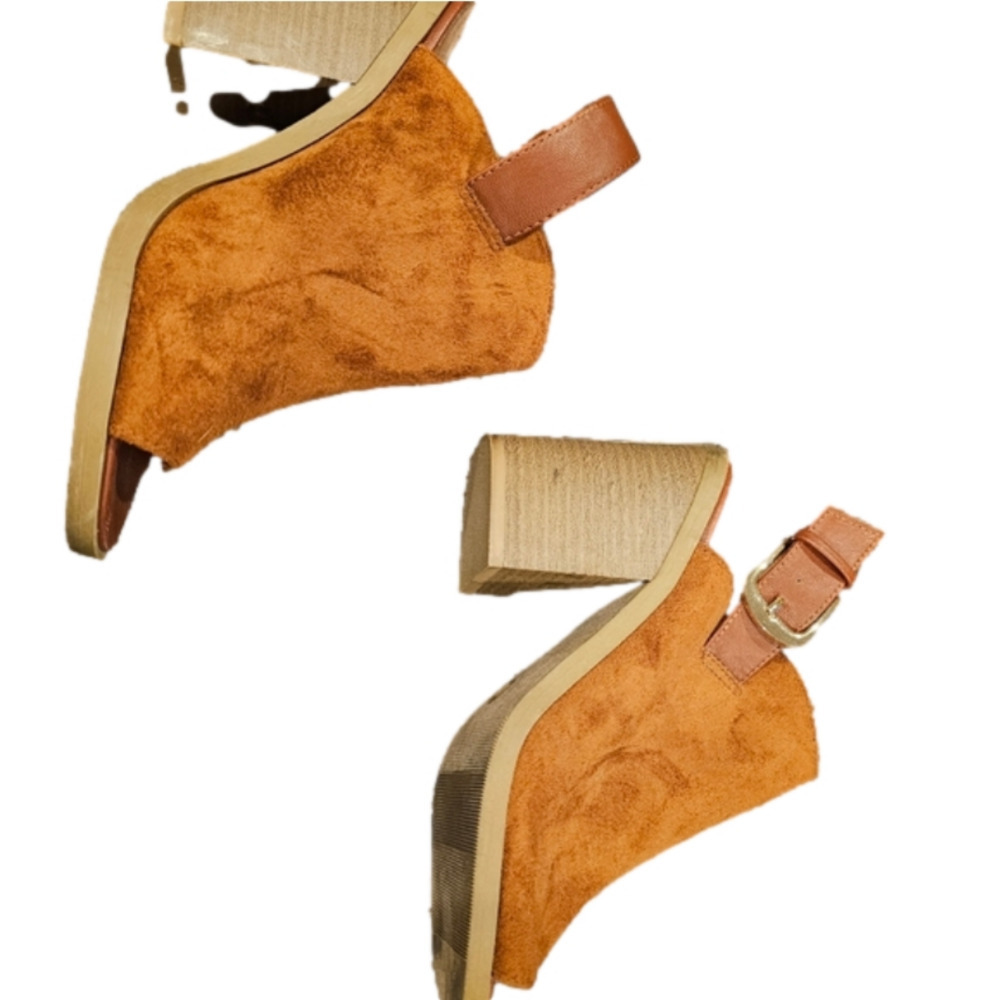 Curfew Fuax Seude Block Heel Buckle Strap Peep Toe Ankle Boots Size 7 - Picture 2 of 7